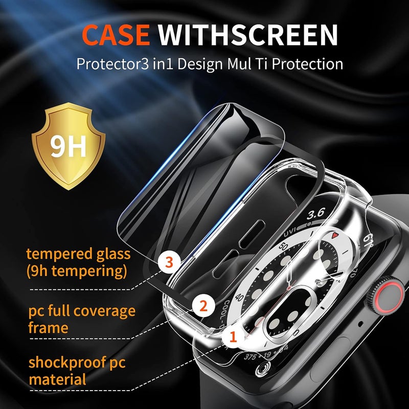 LK 2 Pack Hard PC Case with Tempered Glass Screen Protector Compatible for Apple Watch Series 6 SE 40mm, Ultra-Thin Overall Protective Cover for Apple Watch 6 SE 40mm (Clear) - Image 4